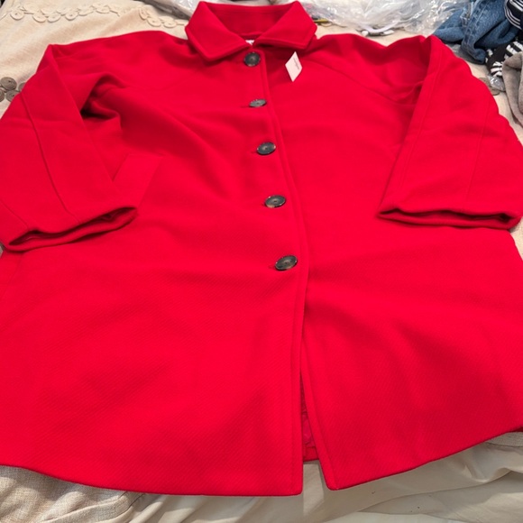 Old Navy Red Relaxed Button-Front Mac Coat/NWT/M - Picture 7 of 16